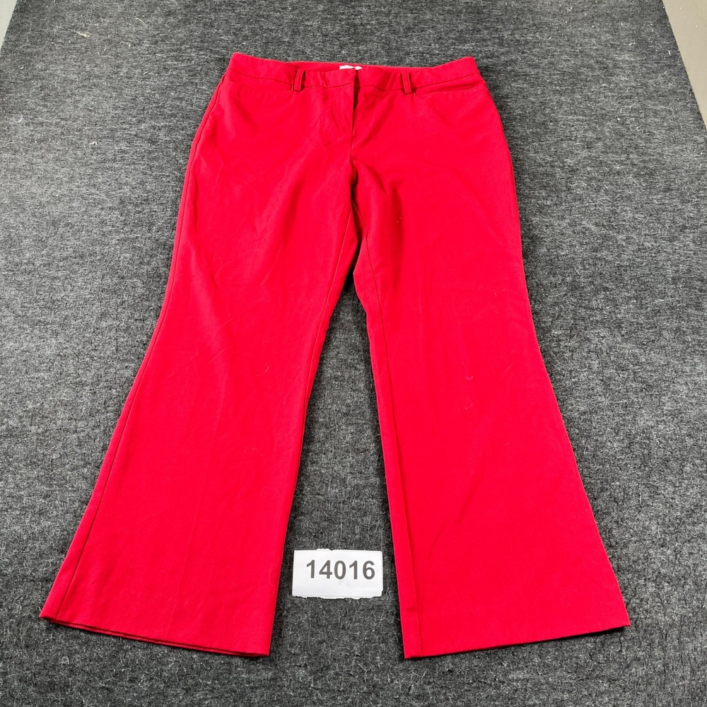 New York & Company Dress Pants Womens 12 Red Stretch Flat Front Flare Leg Formal